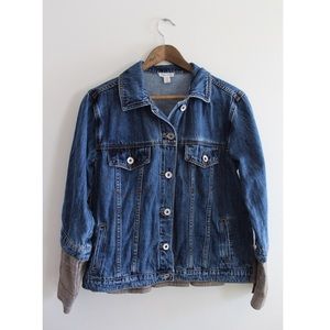 Vintage Mixed Pattern Houndstooth and Denim Jacket Medium